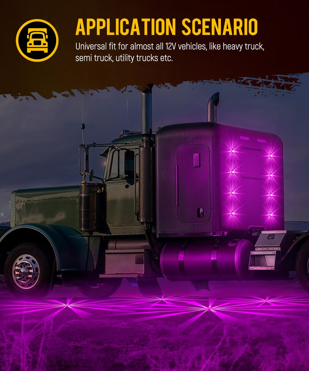 Partsam nighttime roadside glow showing enhanced marker visibility and distinctive purple color