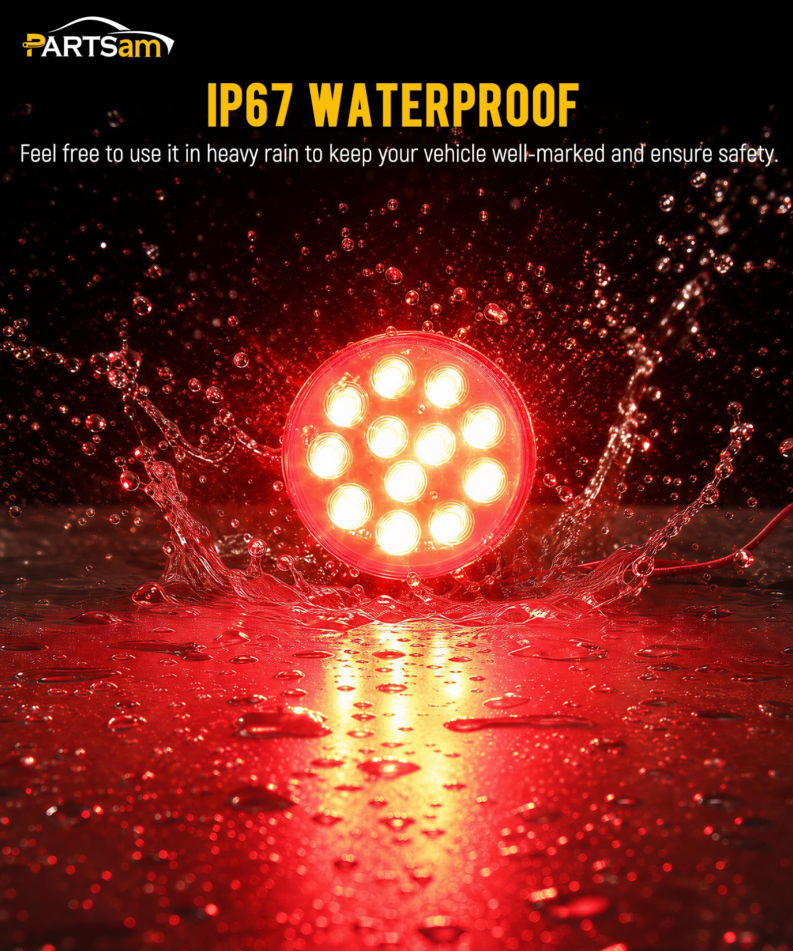 Partsam night illumination of red stop/turn and white reverse lights for safety