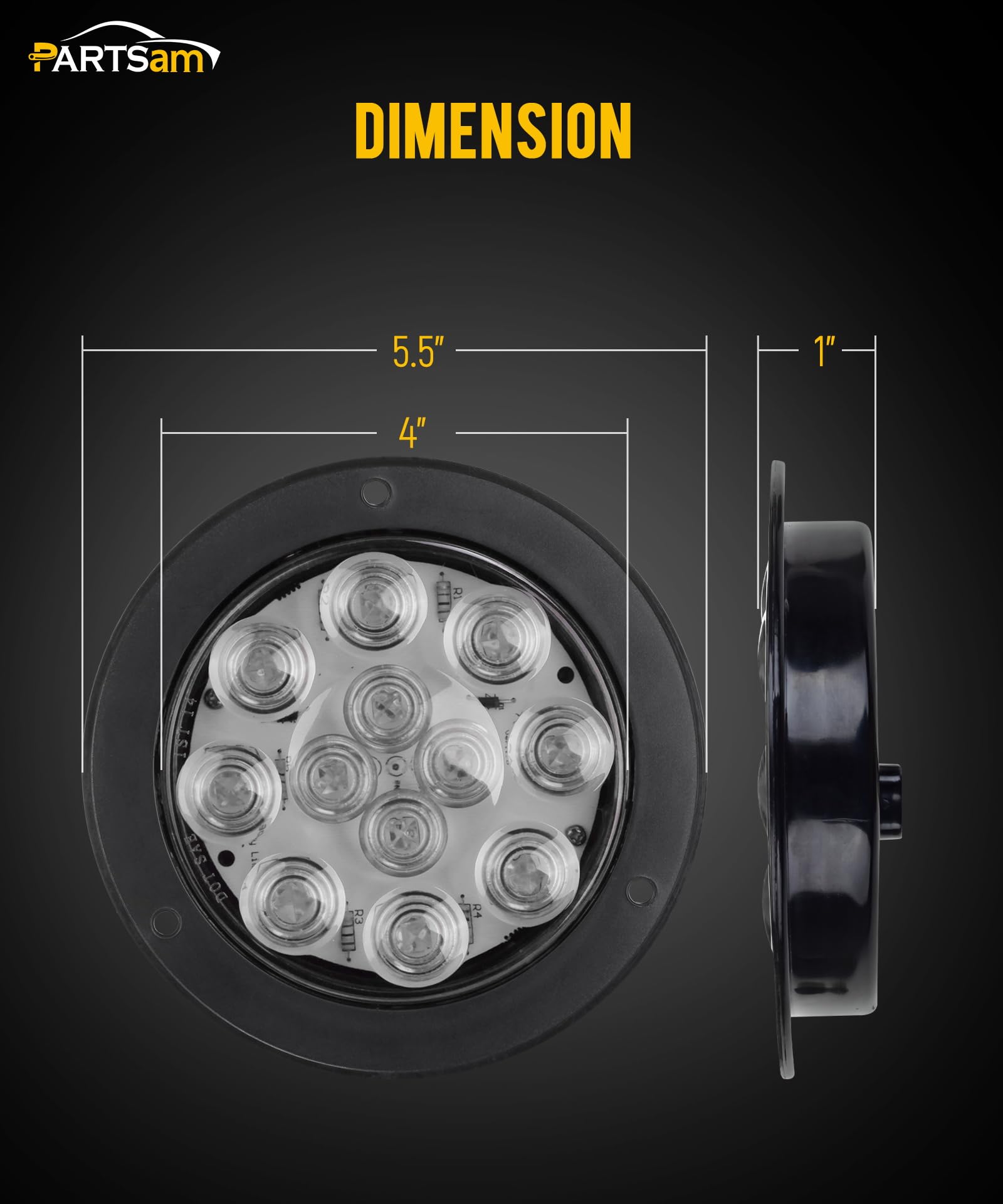 Partsam illuminated at night showing clear reverse light coverage