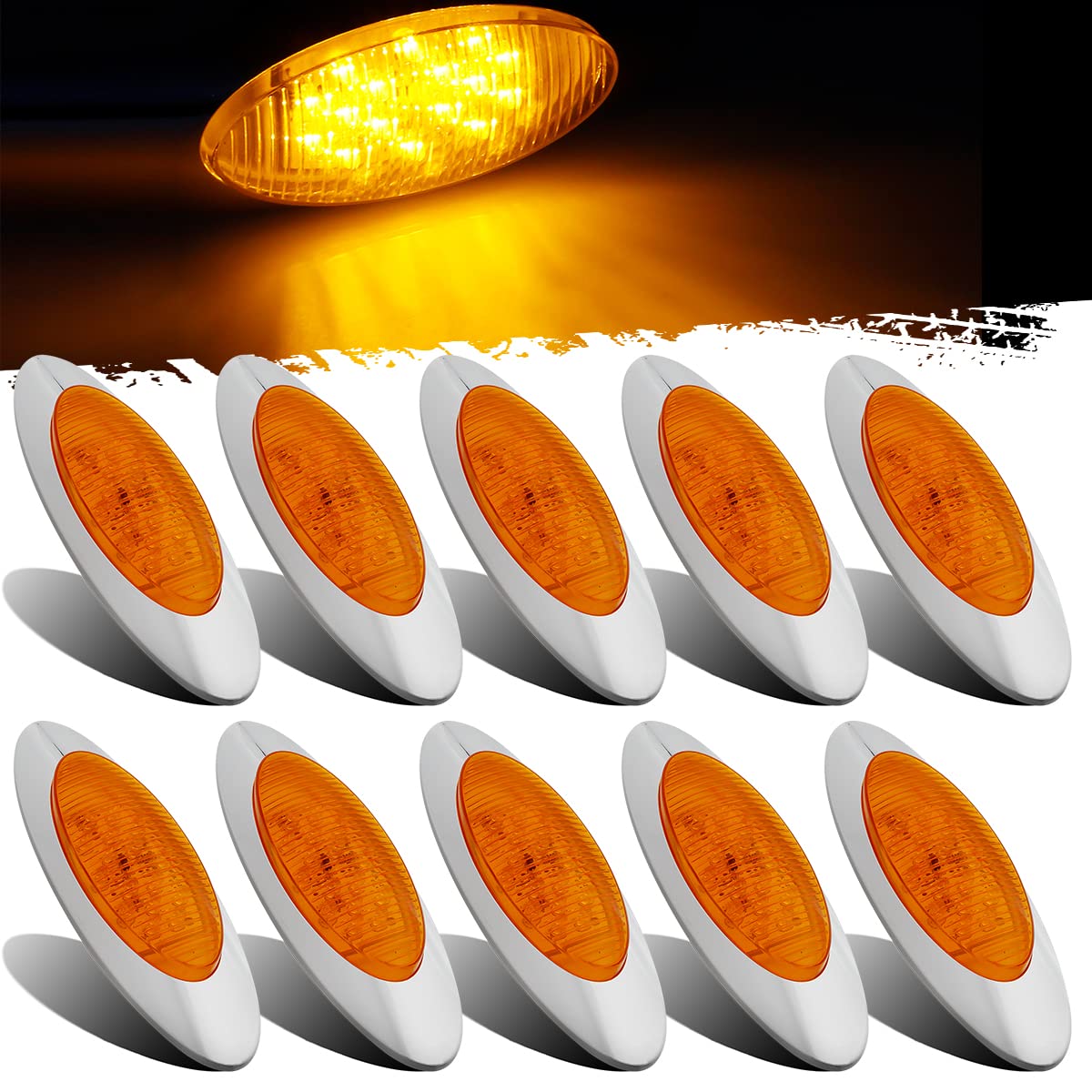 Partsam front view of oval amber marker light showing fit and visibility
