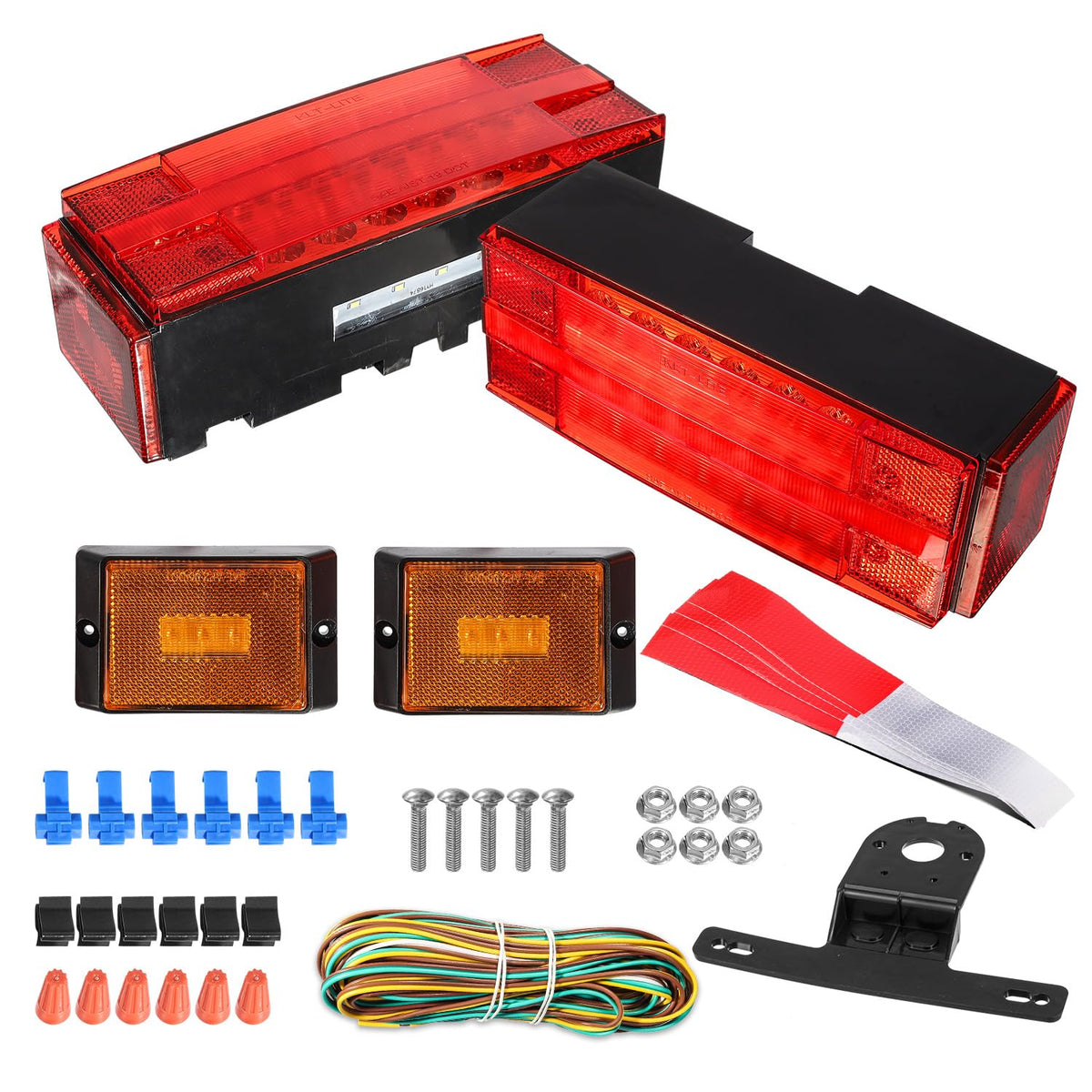 Partsam front view of two rectangular lights showing functions and durable housing
