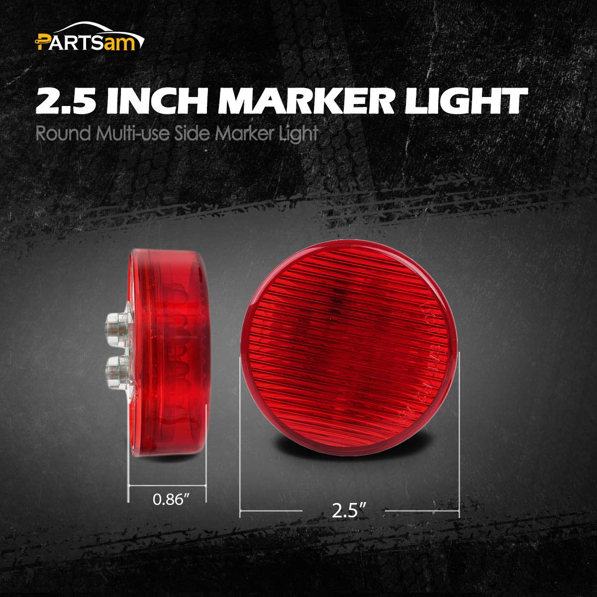 Partsam next to ruler showing 2.5-inch diameter for tight mounting spaces
