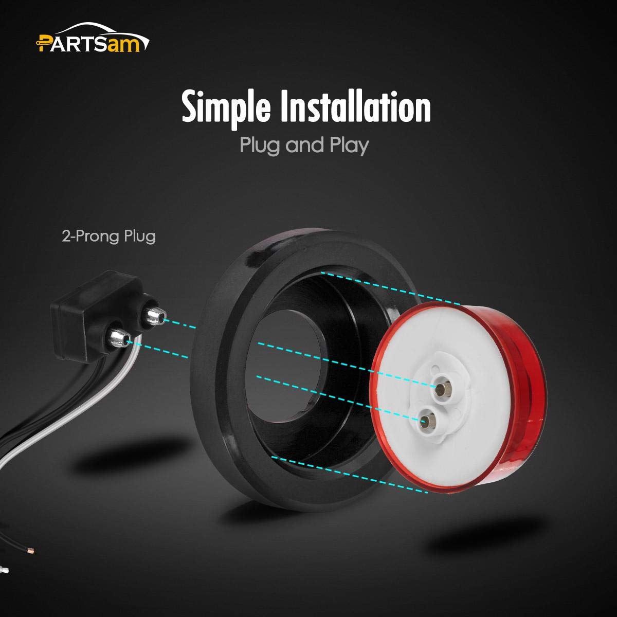 Partsam size comparison next to coin illustrating compact 2.5-inch diameter