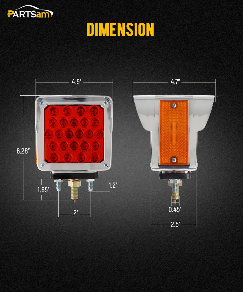 Partsam light next to ruler showing size and scale for correct fitment and easy planning