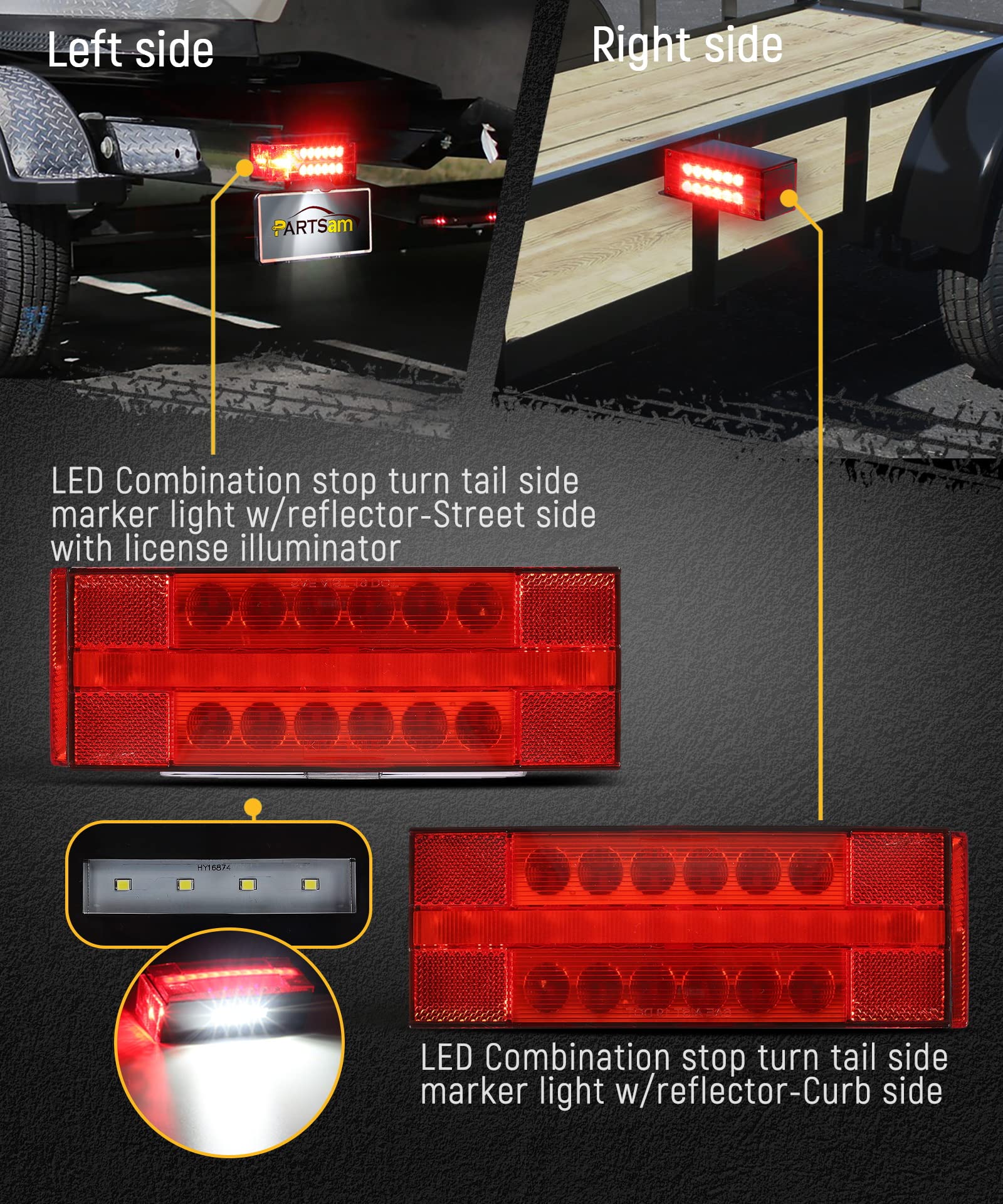 Partsam amber clearance light close detail improving side-of-trailer visibility