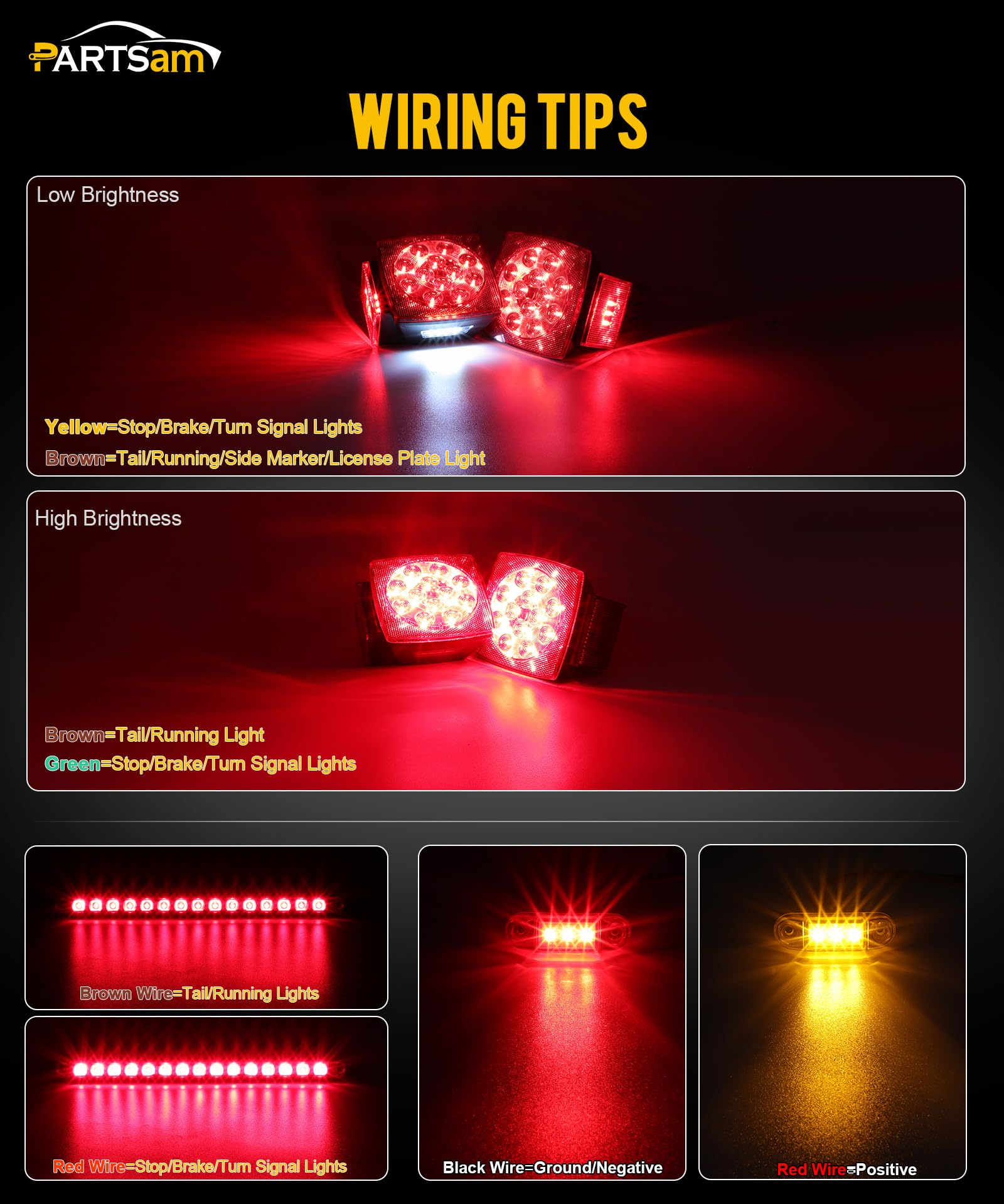 Partsam amber and red side markers grouped to improve lateral visibility