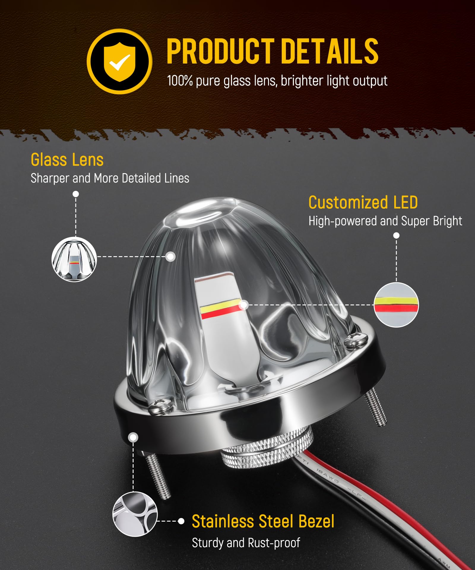 Partsam side profile dual-color lamp illustrating red and white functions for versatility