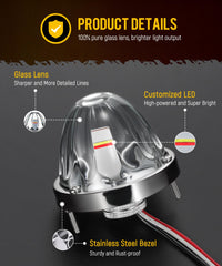 Partsam side profile dual-color lamp illustrating red and white functions for versatility
