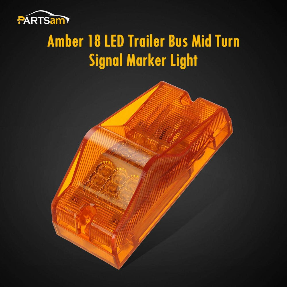 Partsam side-profile of amber marker light installed on panel illustrating low-profile surface mount benefit