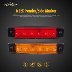 Partsam side profile red marker light highlighting low-profile durable design