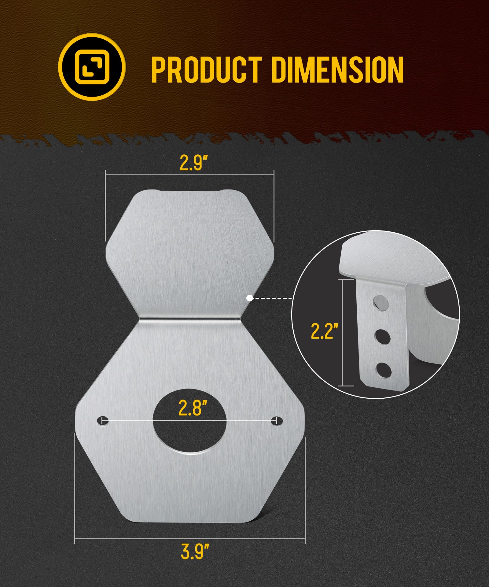 Partsam size scale with ruler showing bracket dimensions and easy fit