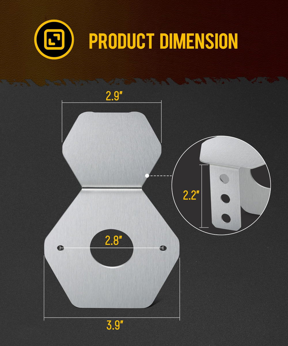 Partsam size scale with ruler showing bracket dimensions and easy fit