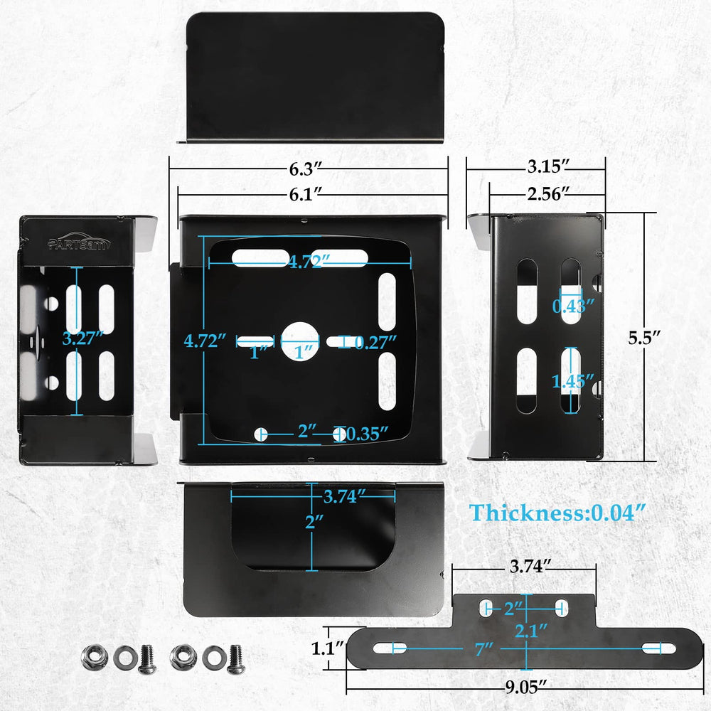 Partsam size comparison with ruler showing compact footprint and fit