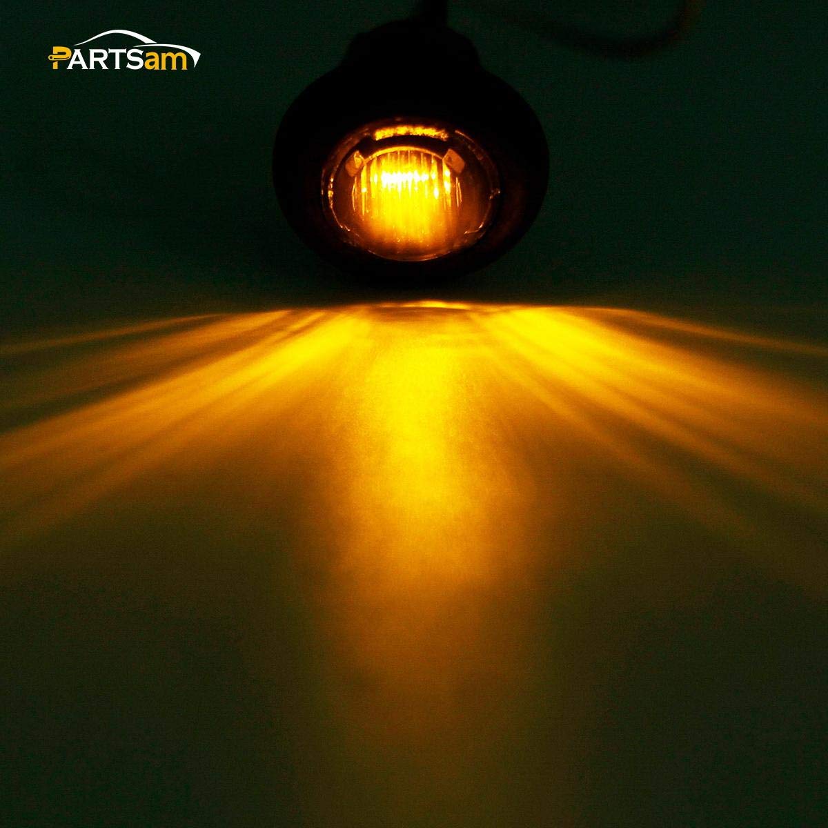 Partsam smoked lens close-up revealing three LEDs and a discreet finish benefit