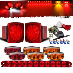 Partsam square combination tail light front view showing bright LEDs and durable seal