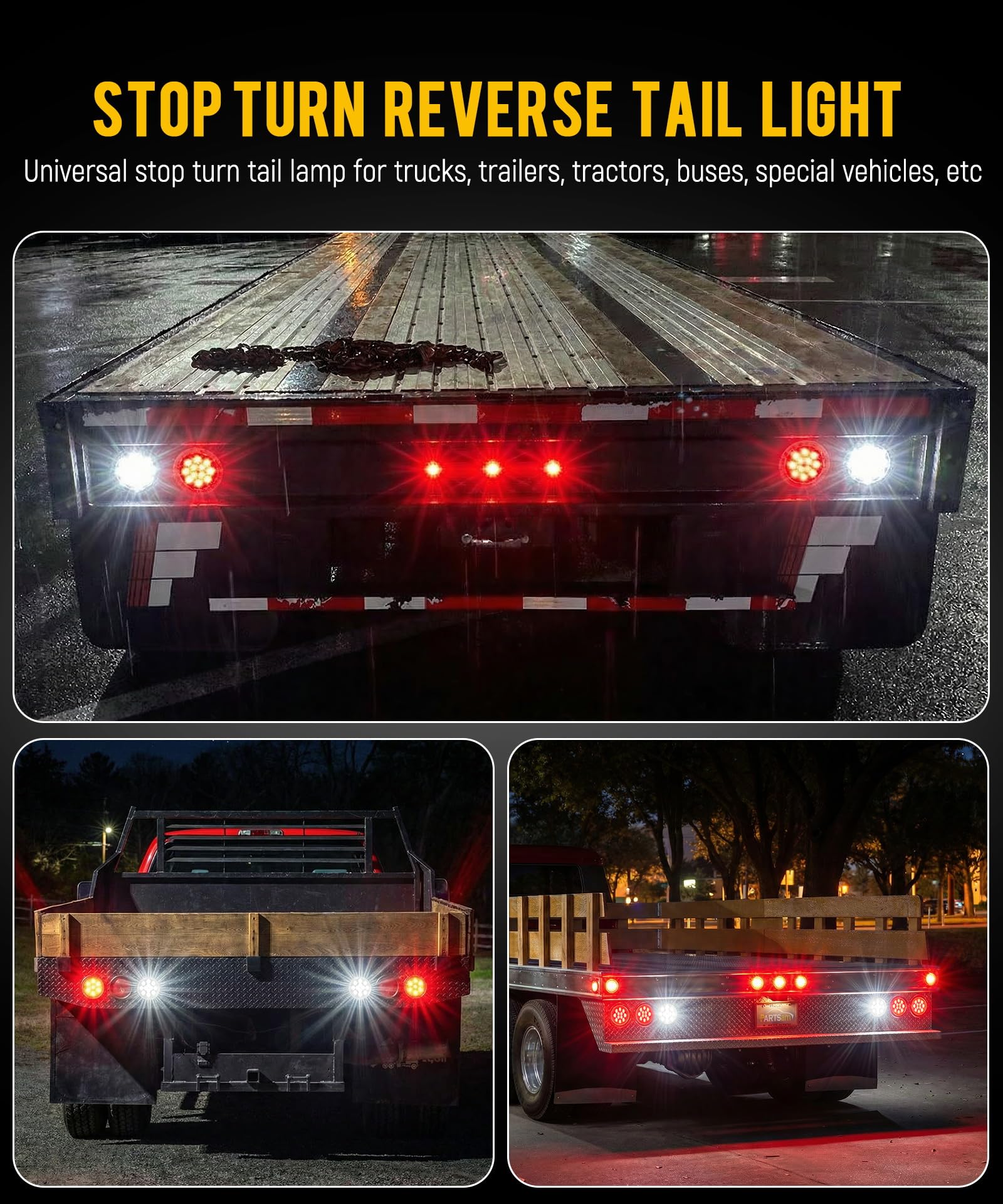 Partsam white reverse LED light illuminating at night, improving backup visibility benefit