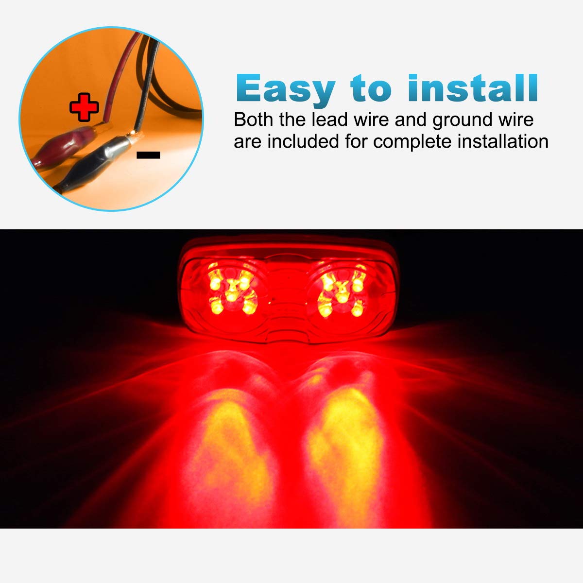 Partsam center-exit wires showing red and black leads for quick hookup