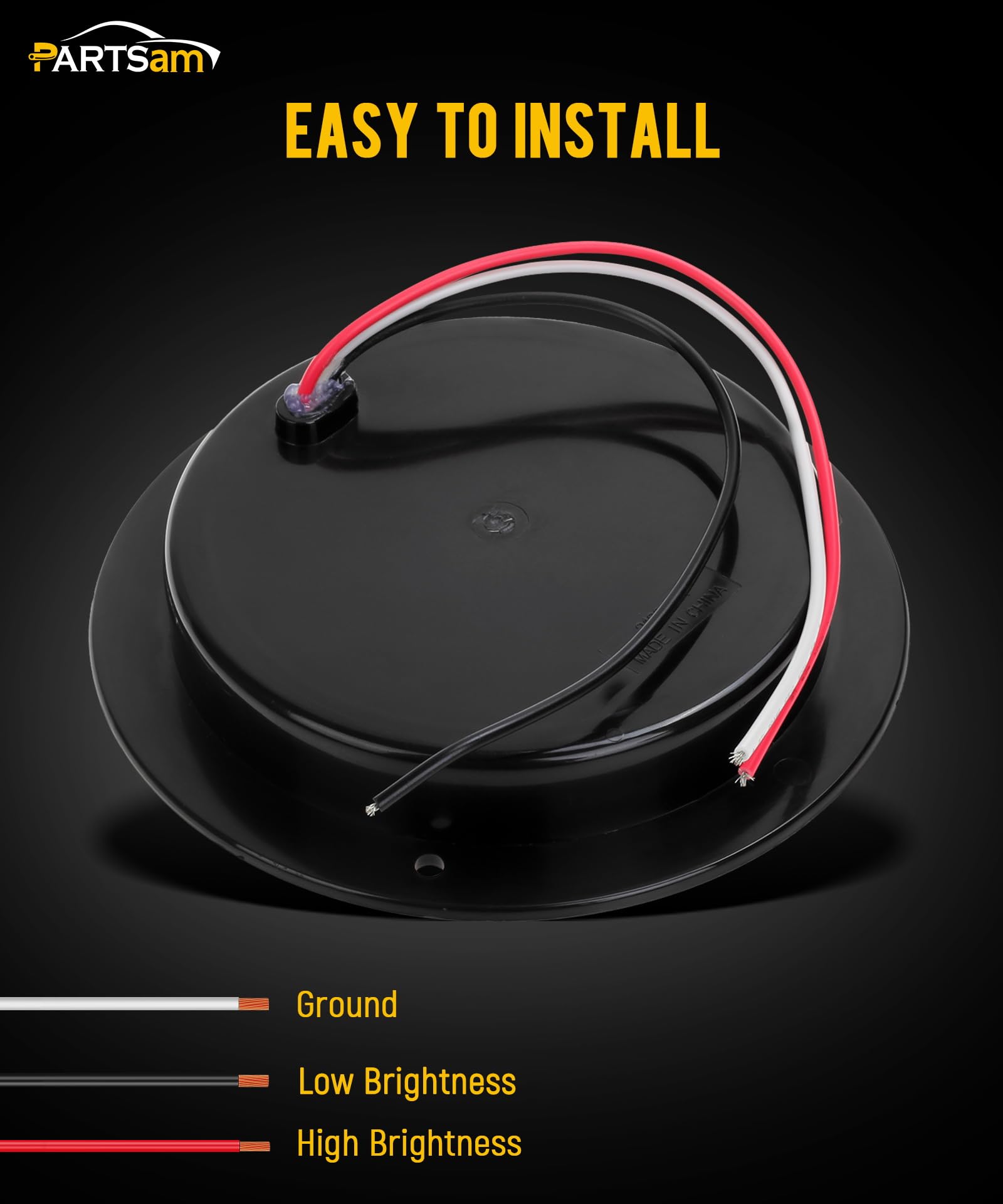 Partsam three-wire harness detail for easy high/low brightness wiring