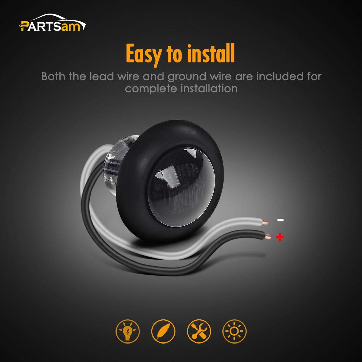 Partsam wiring leads black and white shown for fast two-wire connection advantage