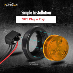 Partsam wiring pigtails detail showing red and black leads for straightforward two-wire installation