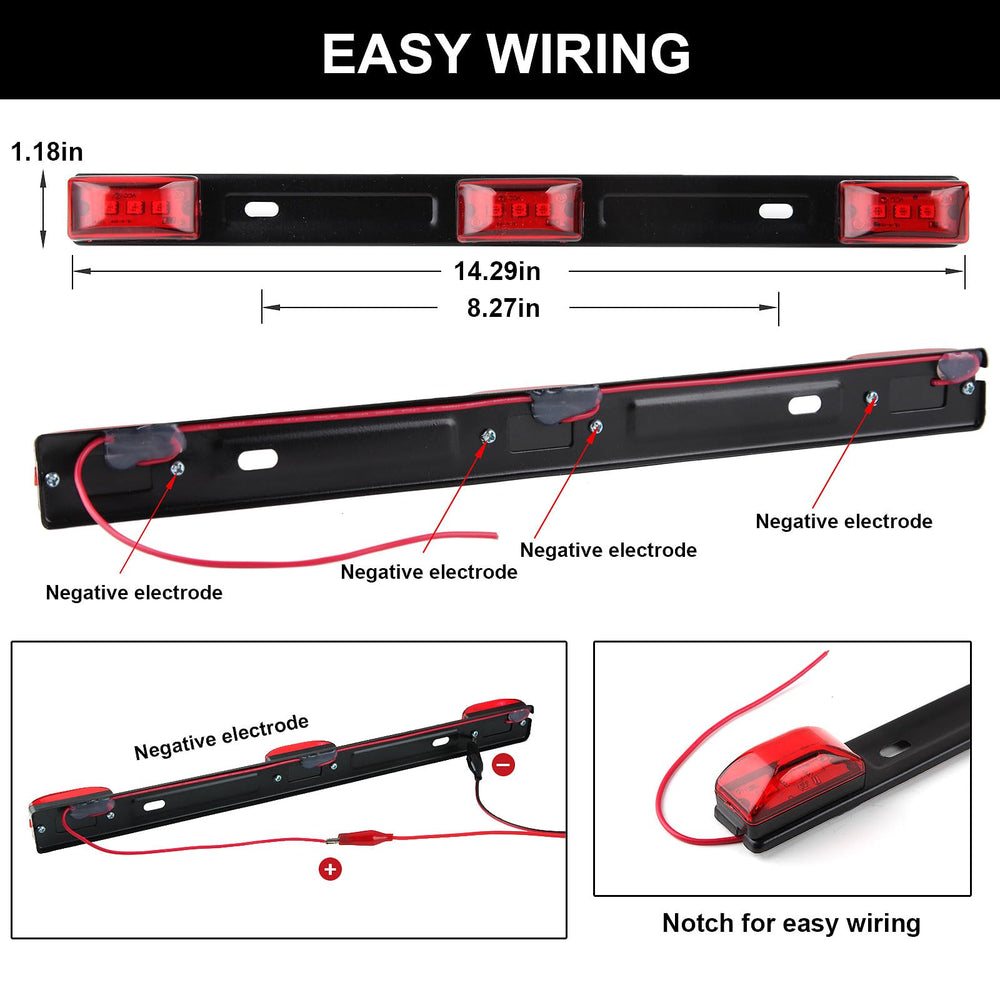 Partswcgg 15-inch third brake light bar detail showing bright LEDs and clear lens for safer braking