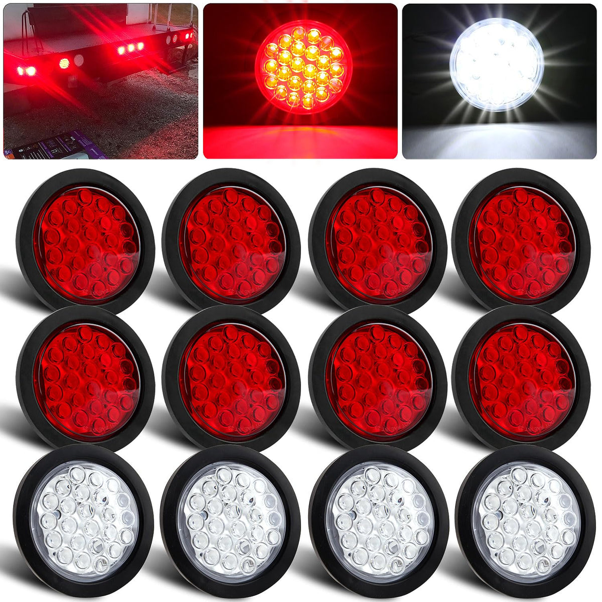 Partswcgg front view showing red and white lights for improved visibility