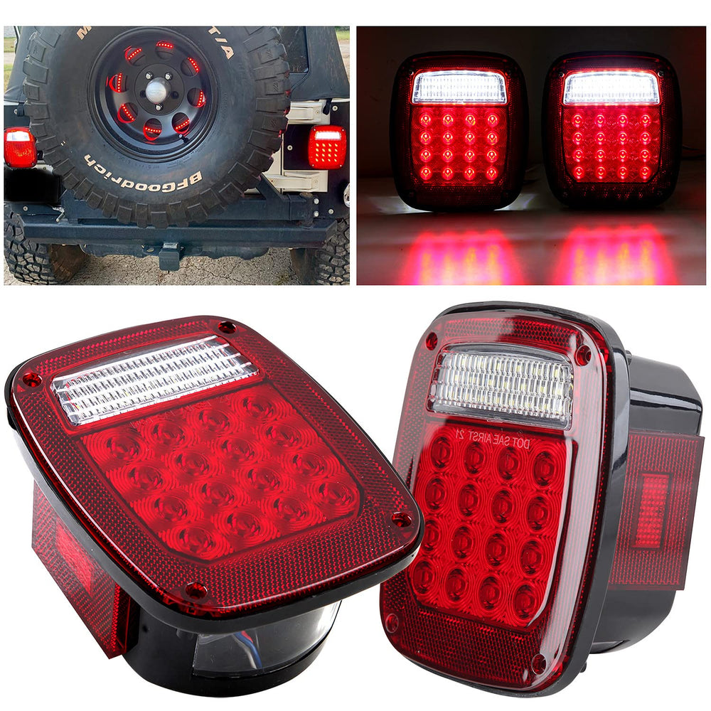 Partswcgg front view square tail light showing bright LEDs and improved visibility