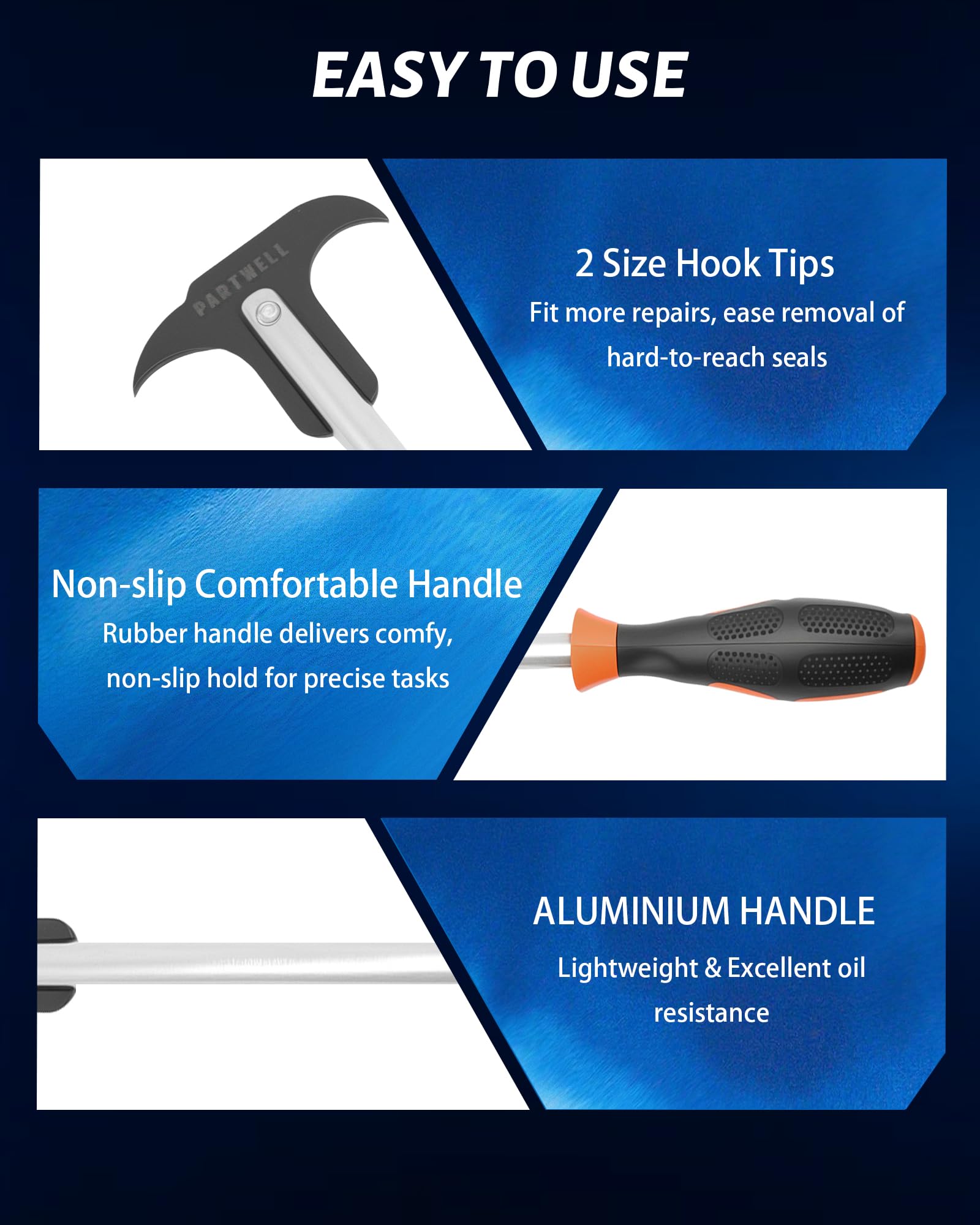 PARTWELL shaft markings close-up showing durable finish and clear identification