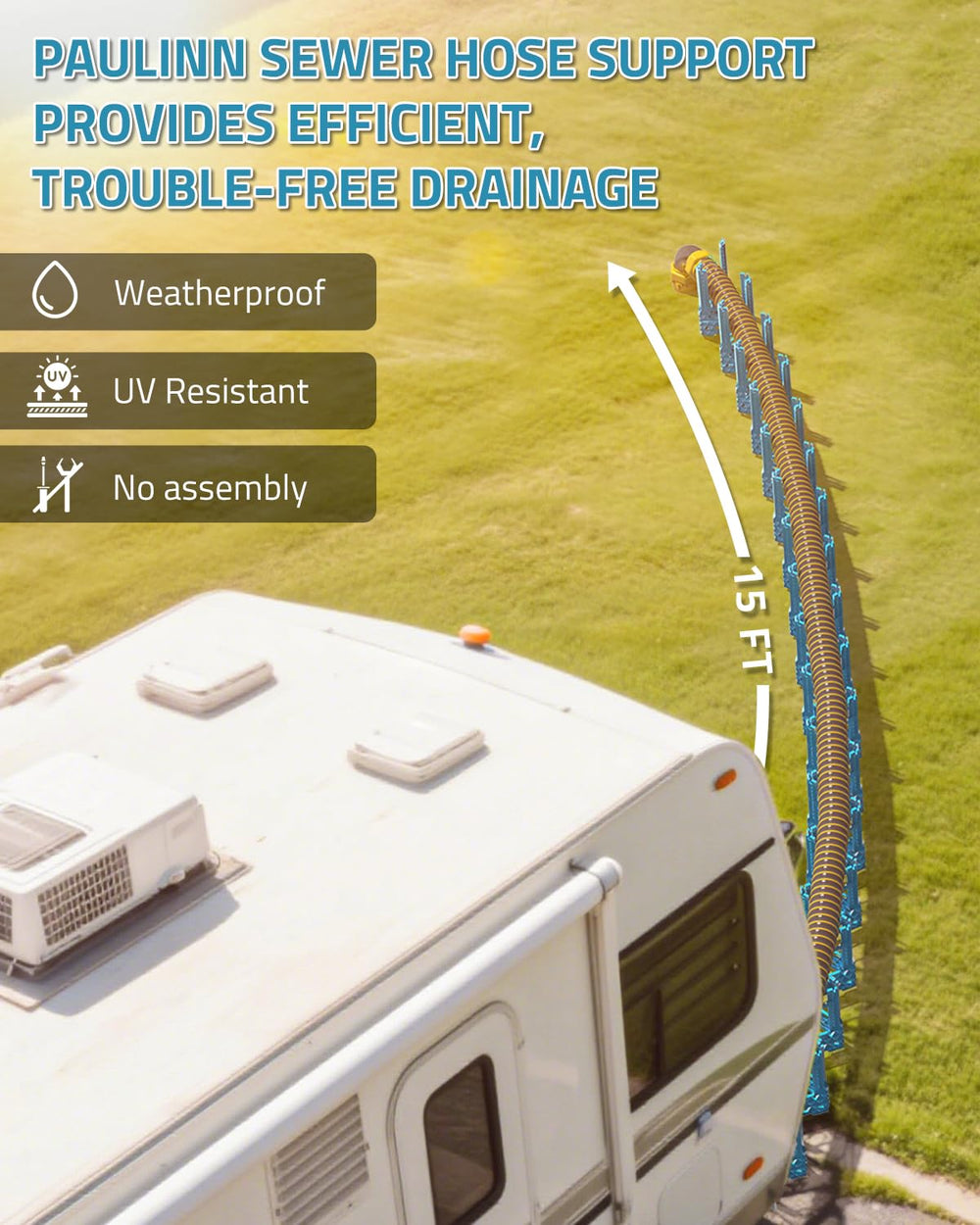 PAULINN folded support stored in RV bay demonstrating compact storage benefit