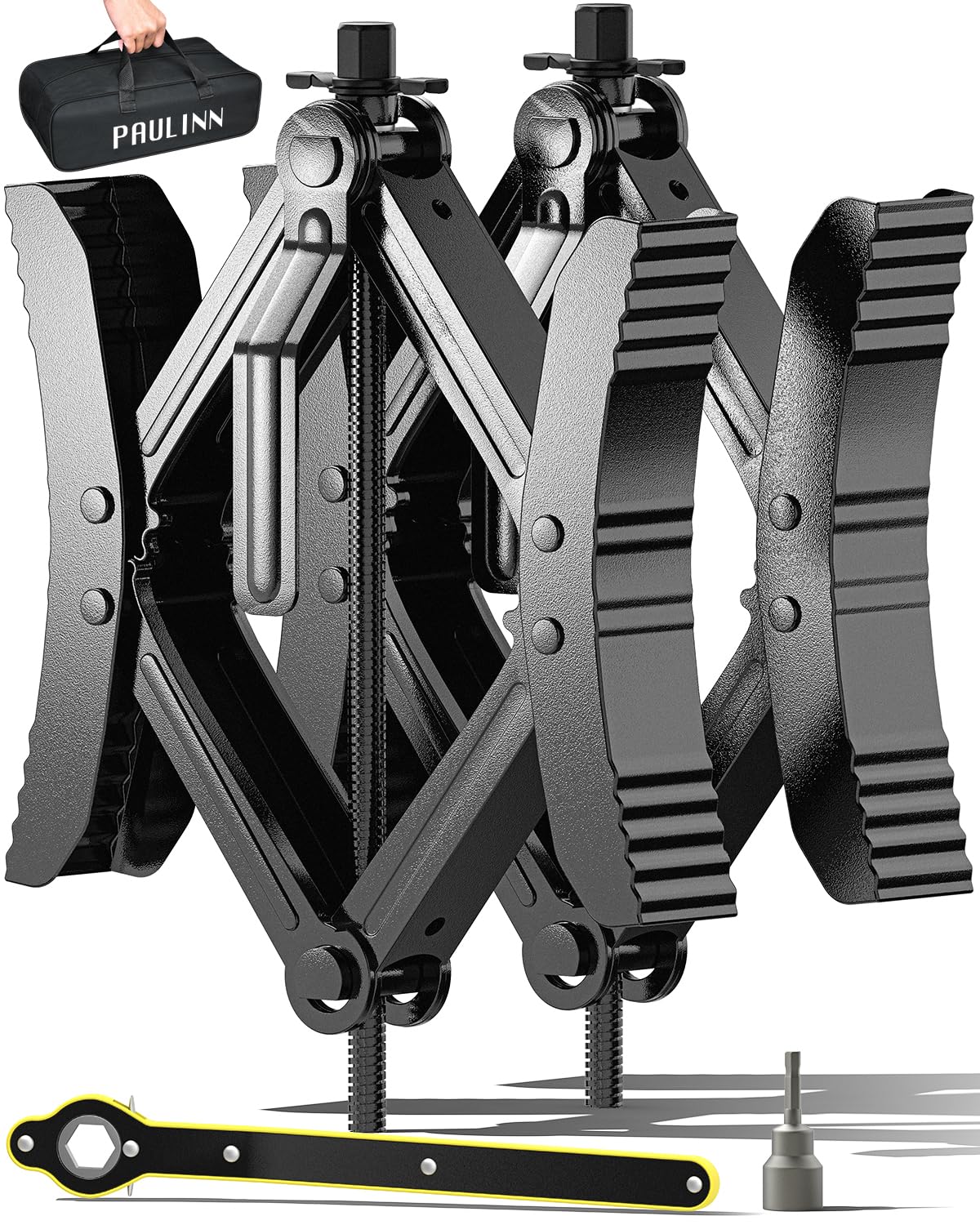 PAULINN front view of packaged chocks showing complete two-piece kit and bag for easy transport