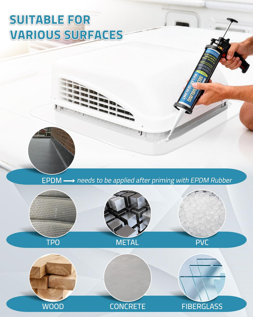 PAULINN sealant bead texture on sample panel, demonstrates smooth self-leveling finish benefit