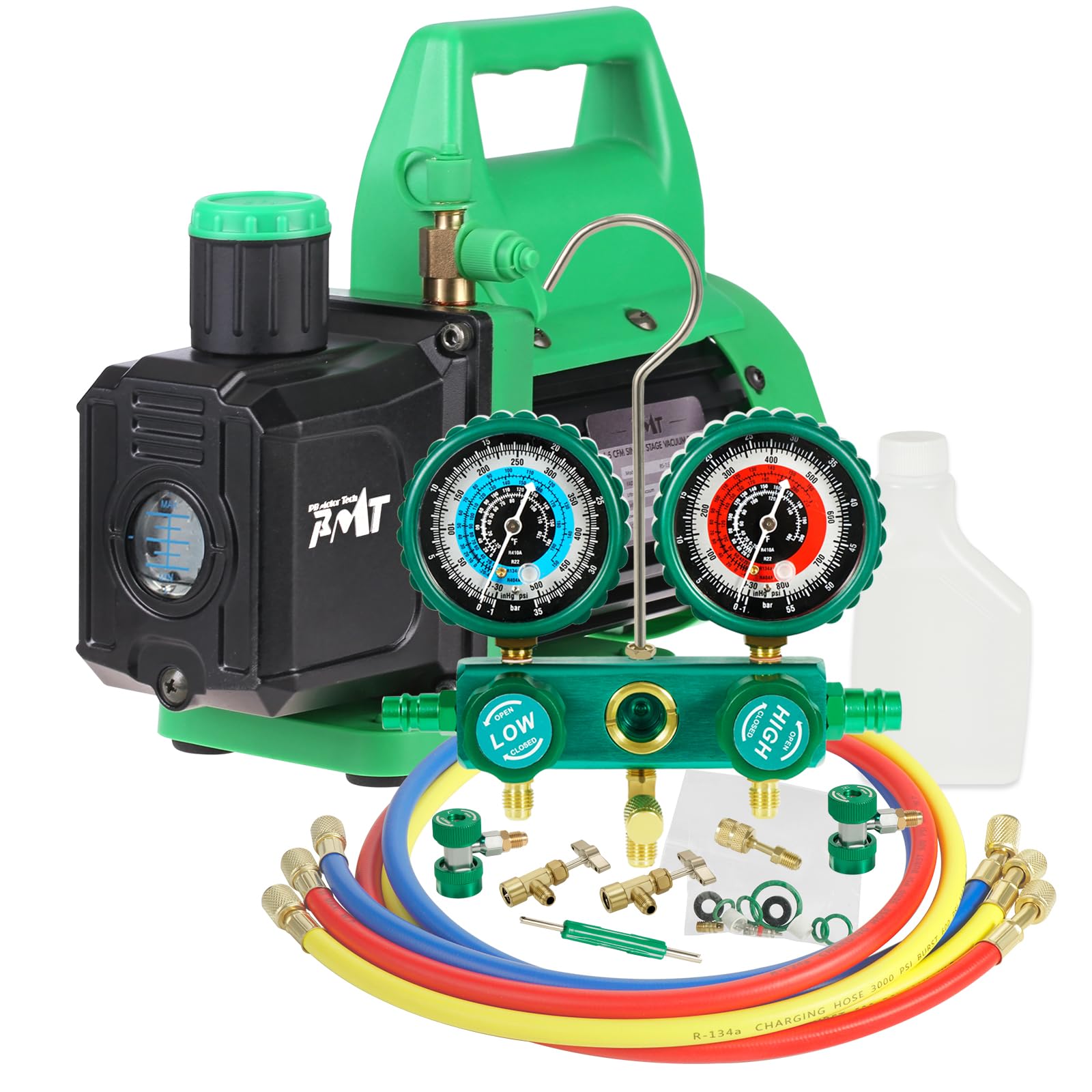 PB Motor Tech BMT manifold front view showing gauges and durable aluminum benefit readability