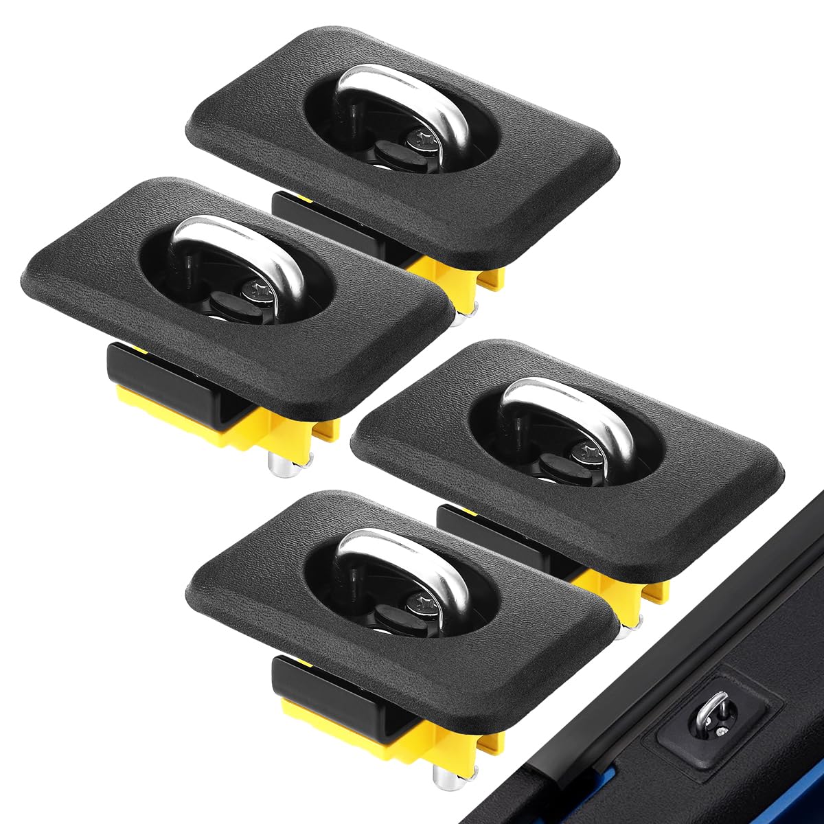 pbsee front view of four mounted anchors showing neat bed integration and durable hold