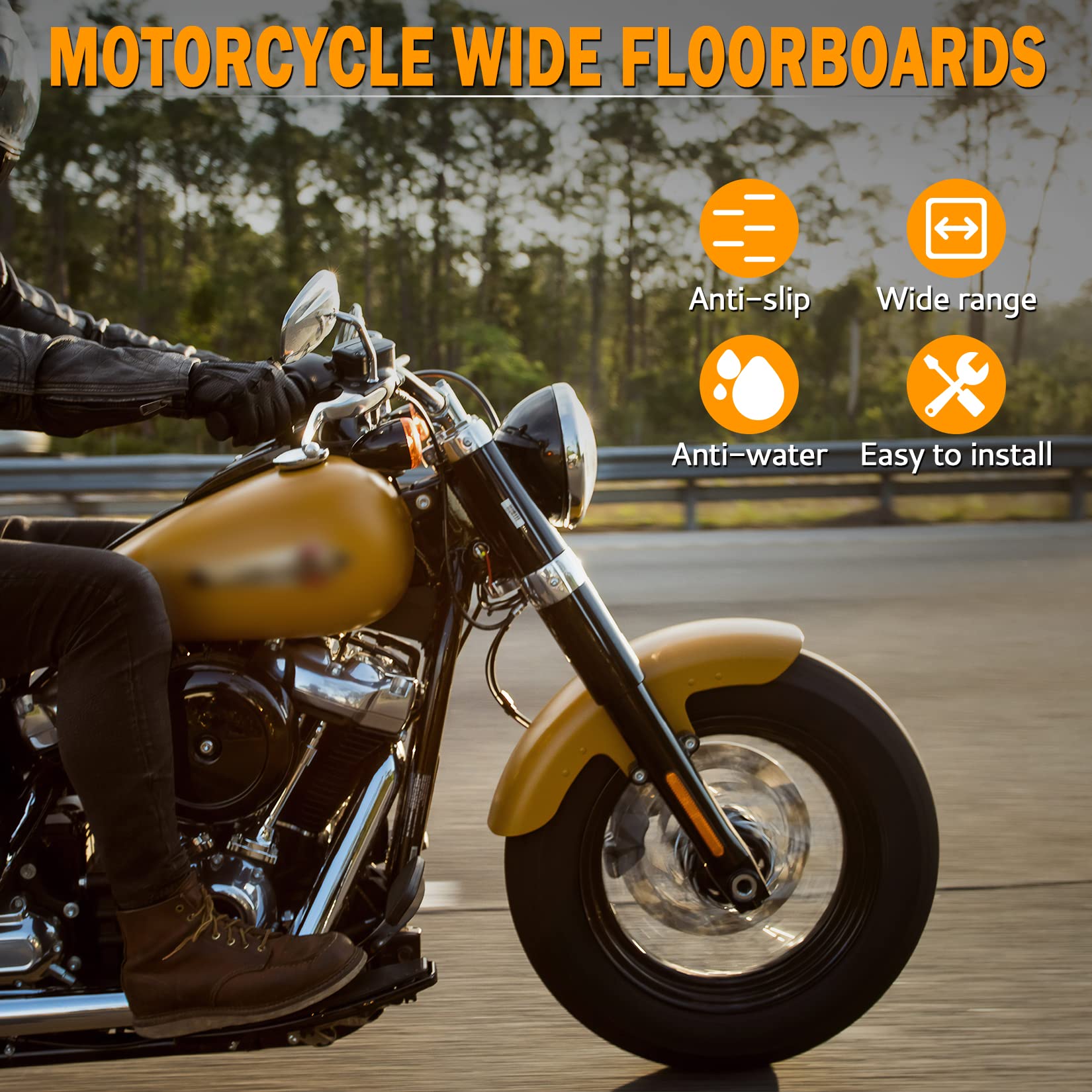 PBYMT left insert installed on Harley footboard improving rider stability