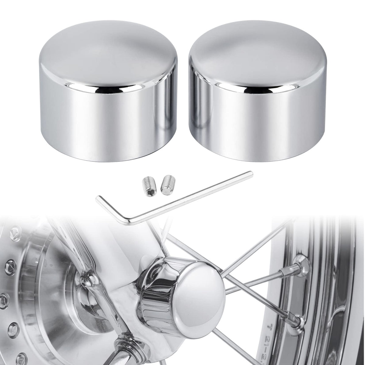 PBYMT front axle nut covers packaging showing included screws and wrench, protects hardware
