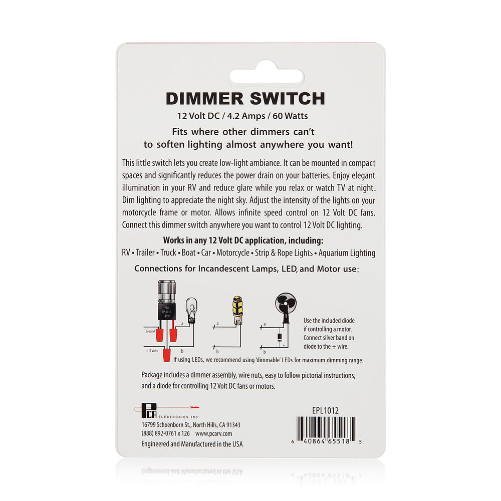 PCA dimmer side profile of black housing, PCA blends with interiors