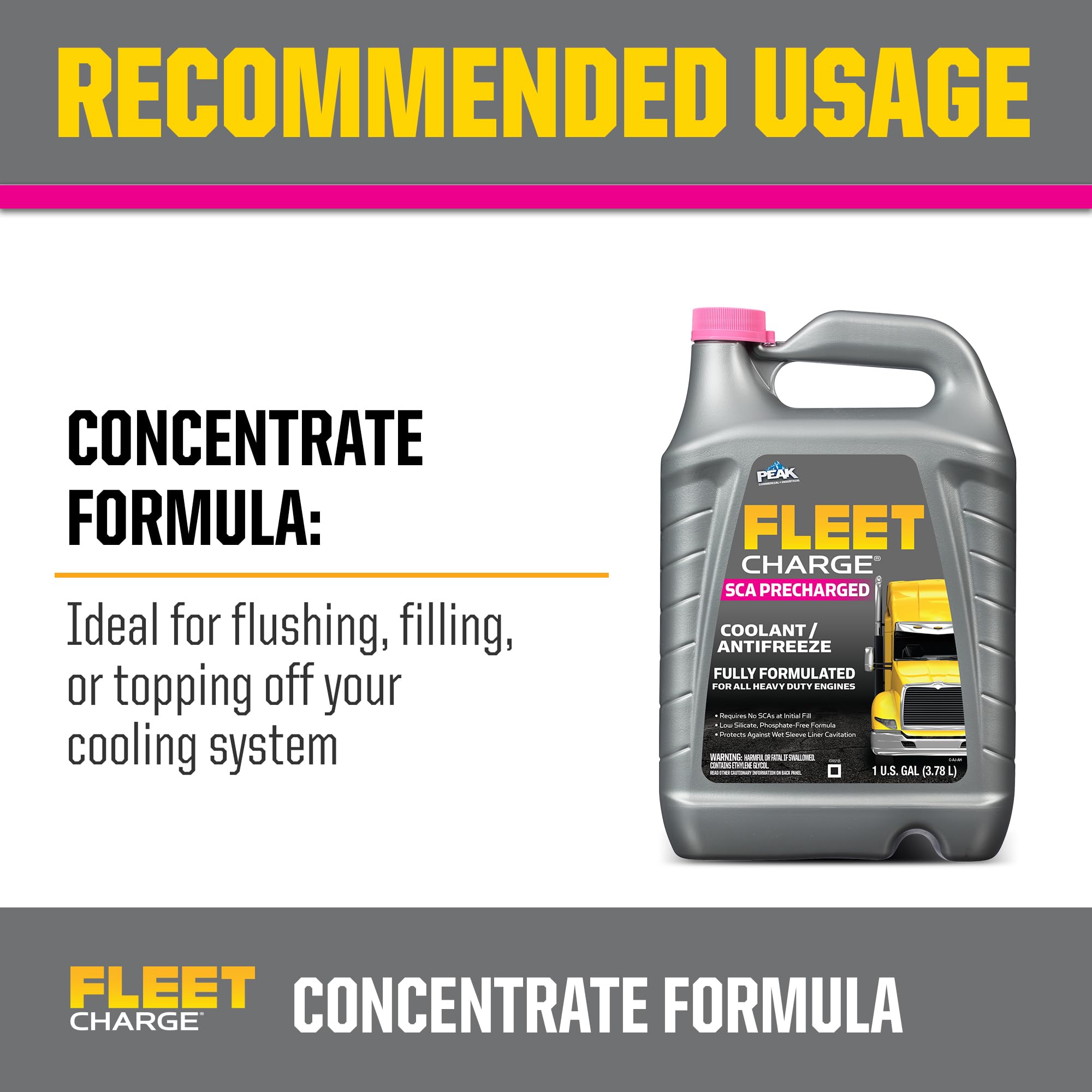 PEAK bottle being added to truck engine bay for fleet maintenance benefit