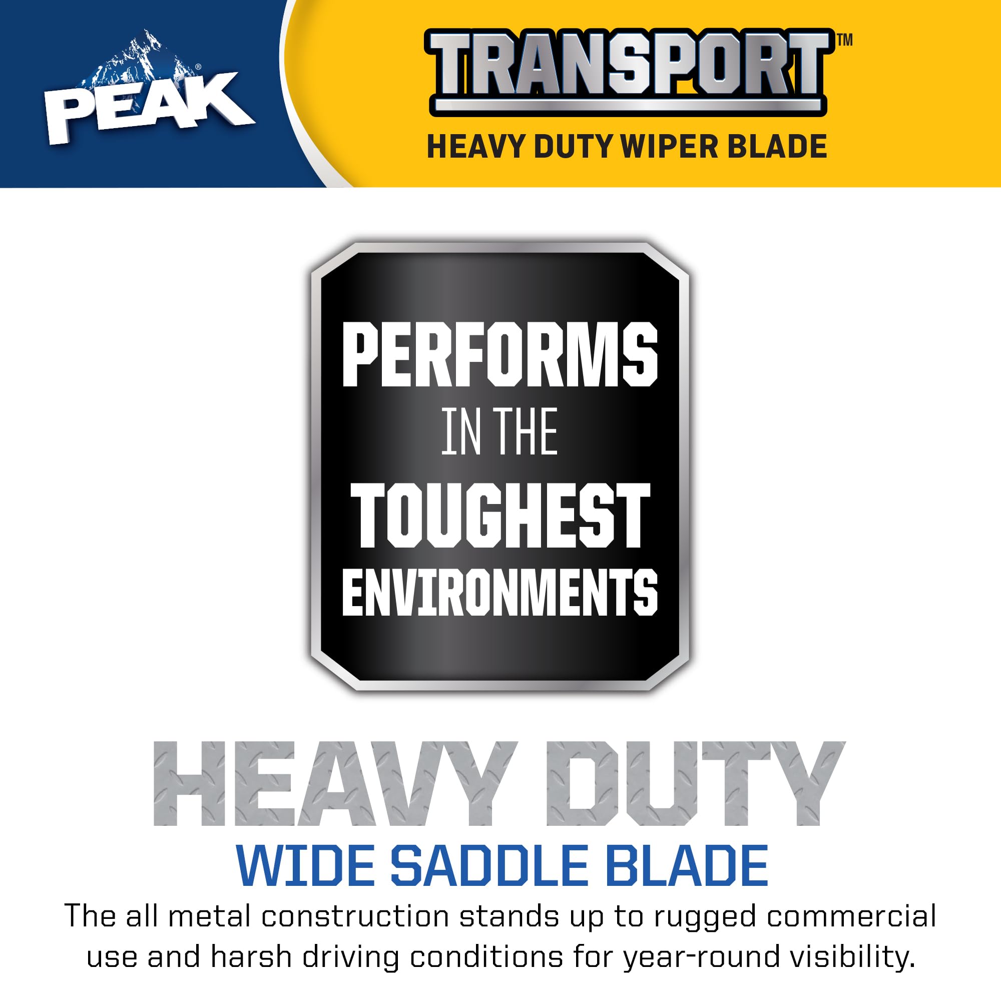 PEAK Transport rubber edge detail emphasizing heavy-duty rubber for streak-free wiping