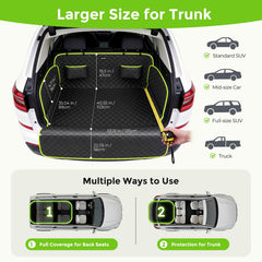 Pecute bumper flap protection showing blocked scratches when pets enter vehicle