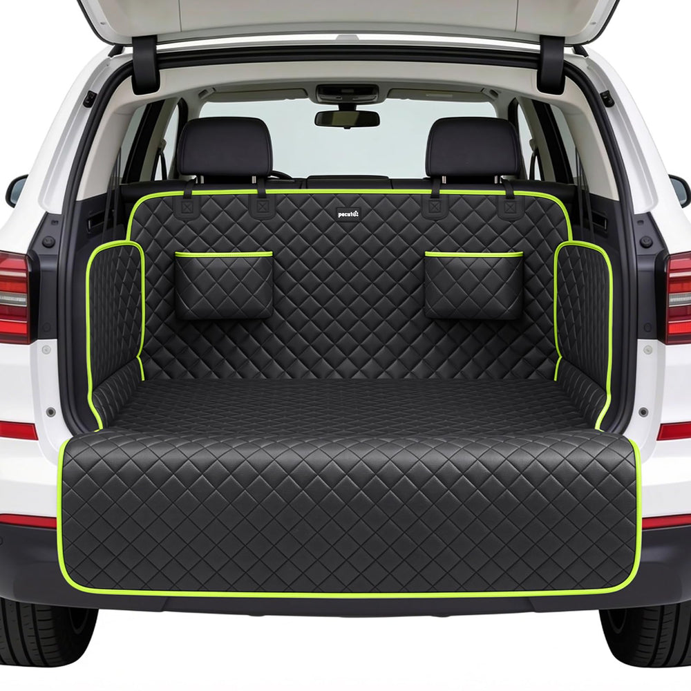 Pecute front view trunk liner showing full coverage and easy installation benefit