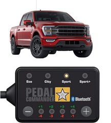 PEDAL COMMANDER front view showing compact throttle controller for F-150, easy install benefit