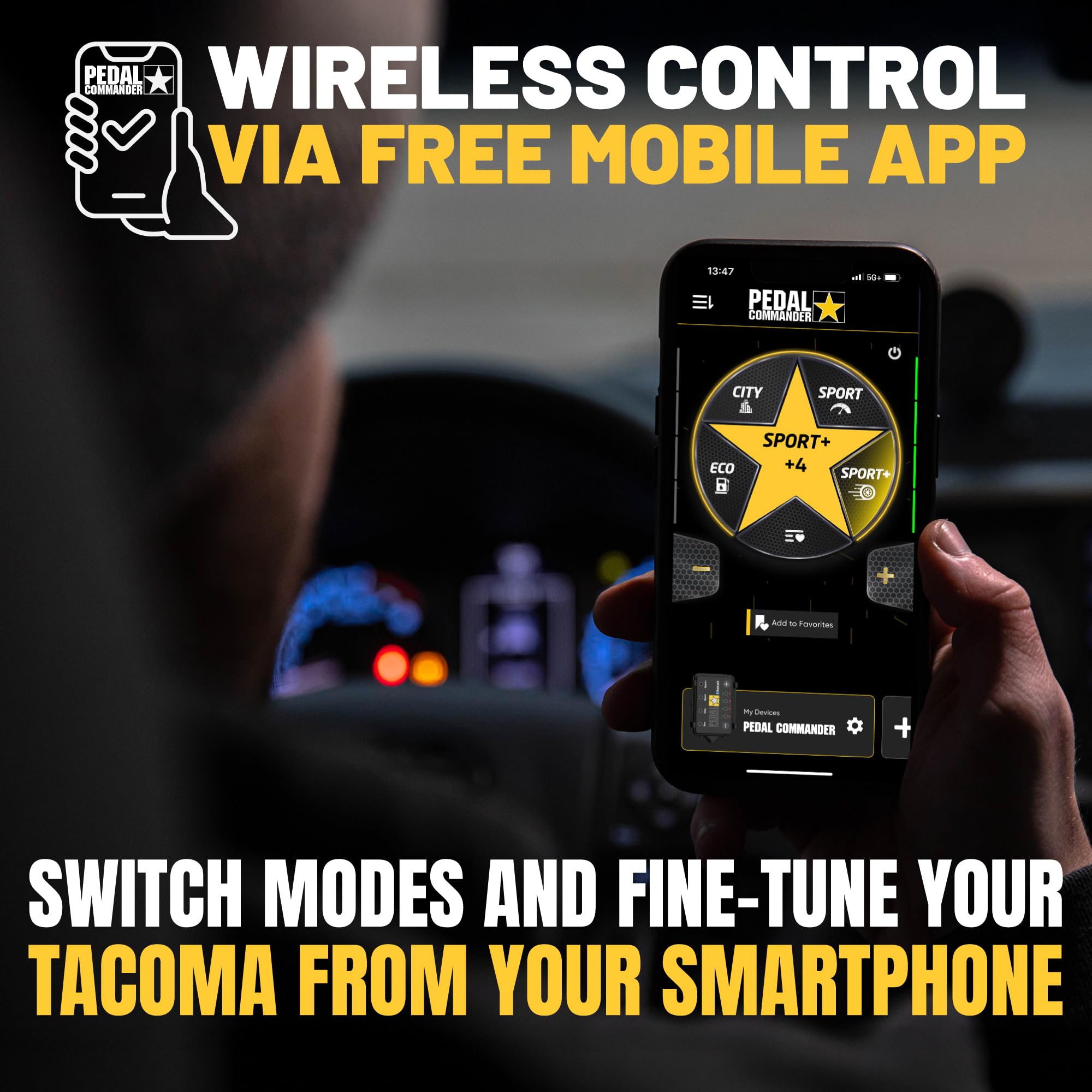 PEDAL COMMANDER on offroad Tacoma illustrating improved throttle response benefit