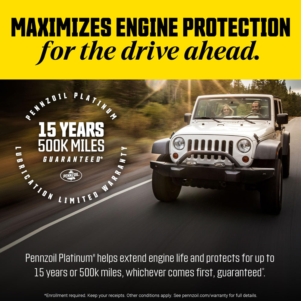 Pennzoil Platinum Euro L bottles in a home garage conveying reliability and performance