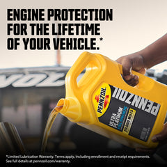 Pennzoil bottle pouring oil with smooth flow for quick engine protection
