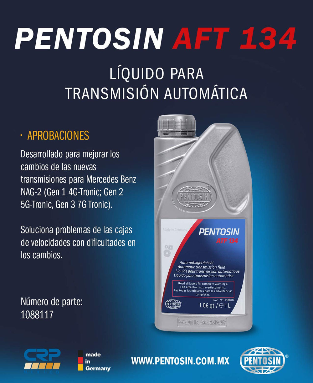 Pentosin ATF 134 bottle on garage workbench illustrating workshop readiness