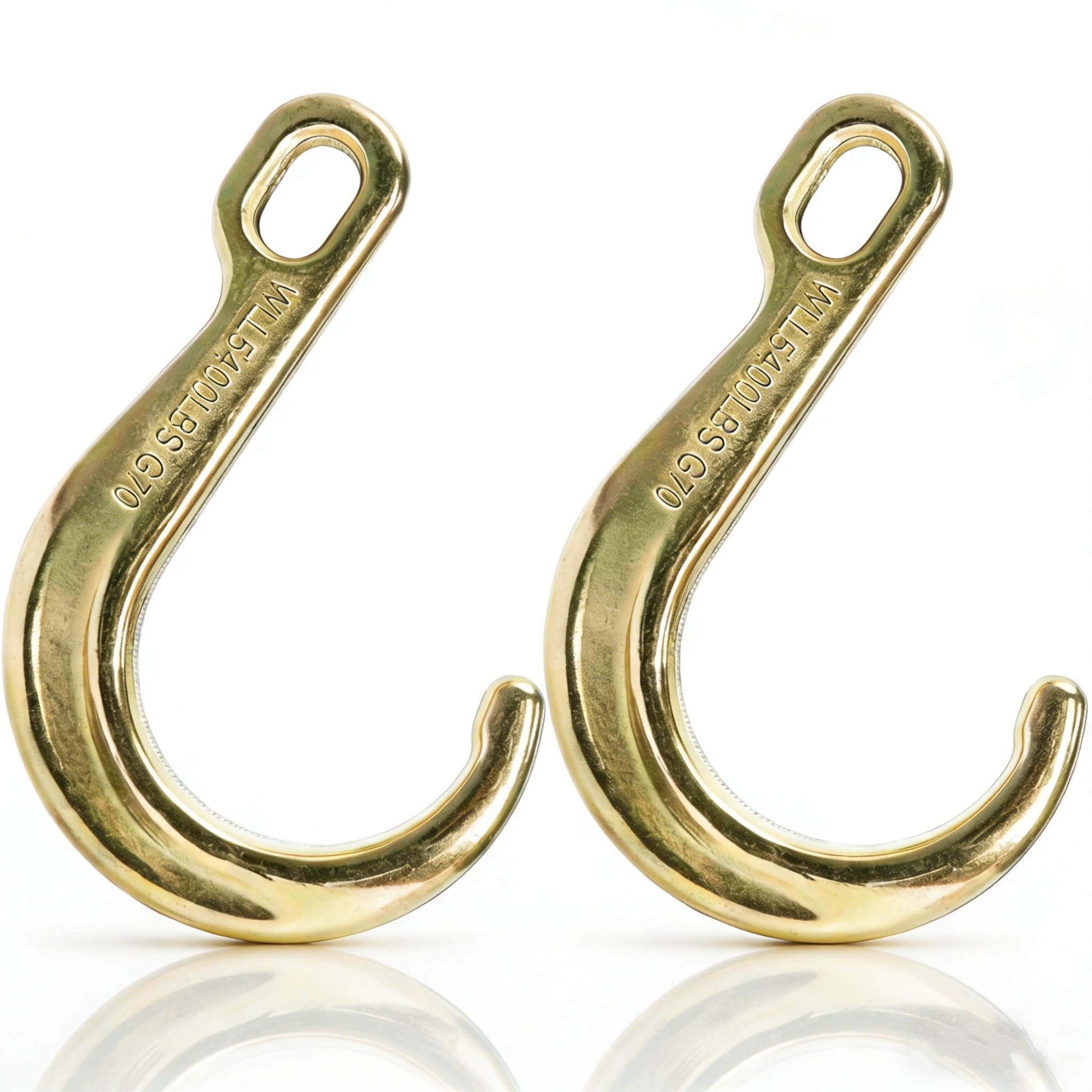 Peohud front view of two 8-inch J-hooks showing size and build, easy identification benefit