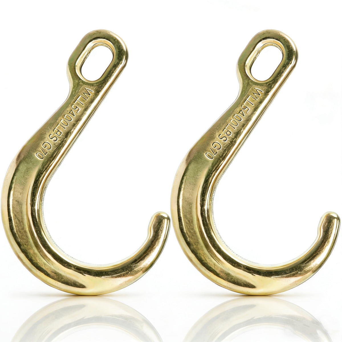 Peohud front view of two 8-inch J-hooks showing size and build, easy identification benefit