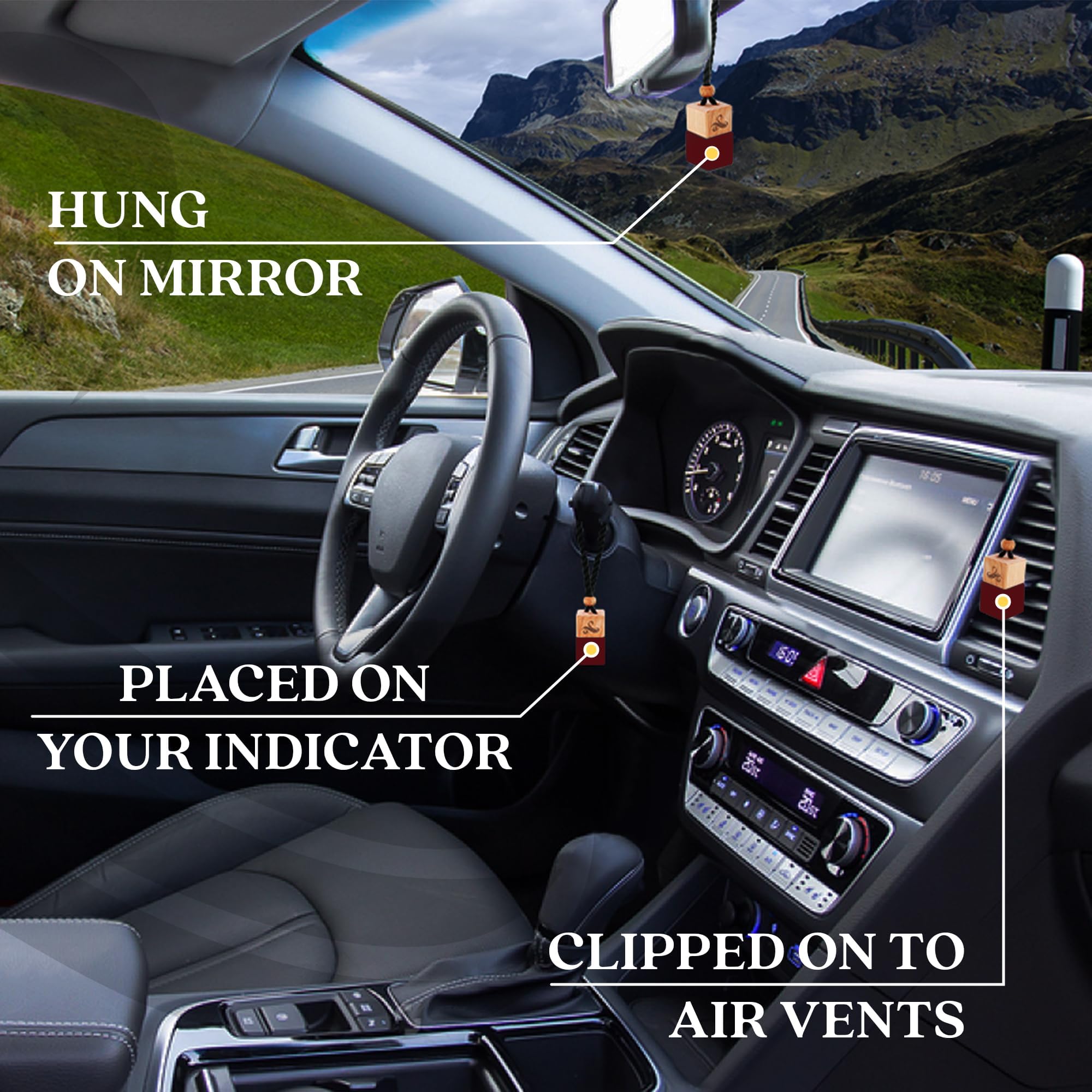 Perfa Opio placed in cup holder for steady diffuse and hands-free use