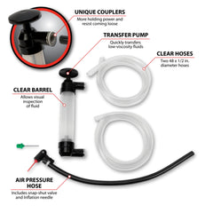 Performance Tool close-up of clear barrel revealing visible fluid flow for easy inspection