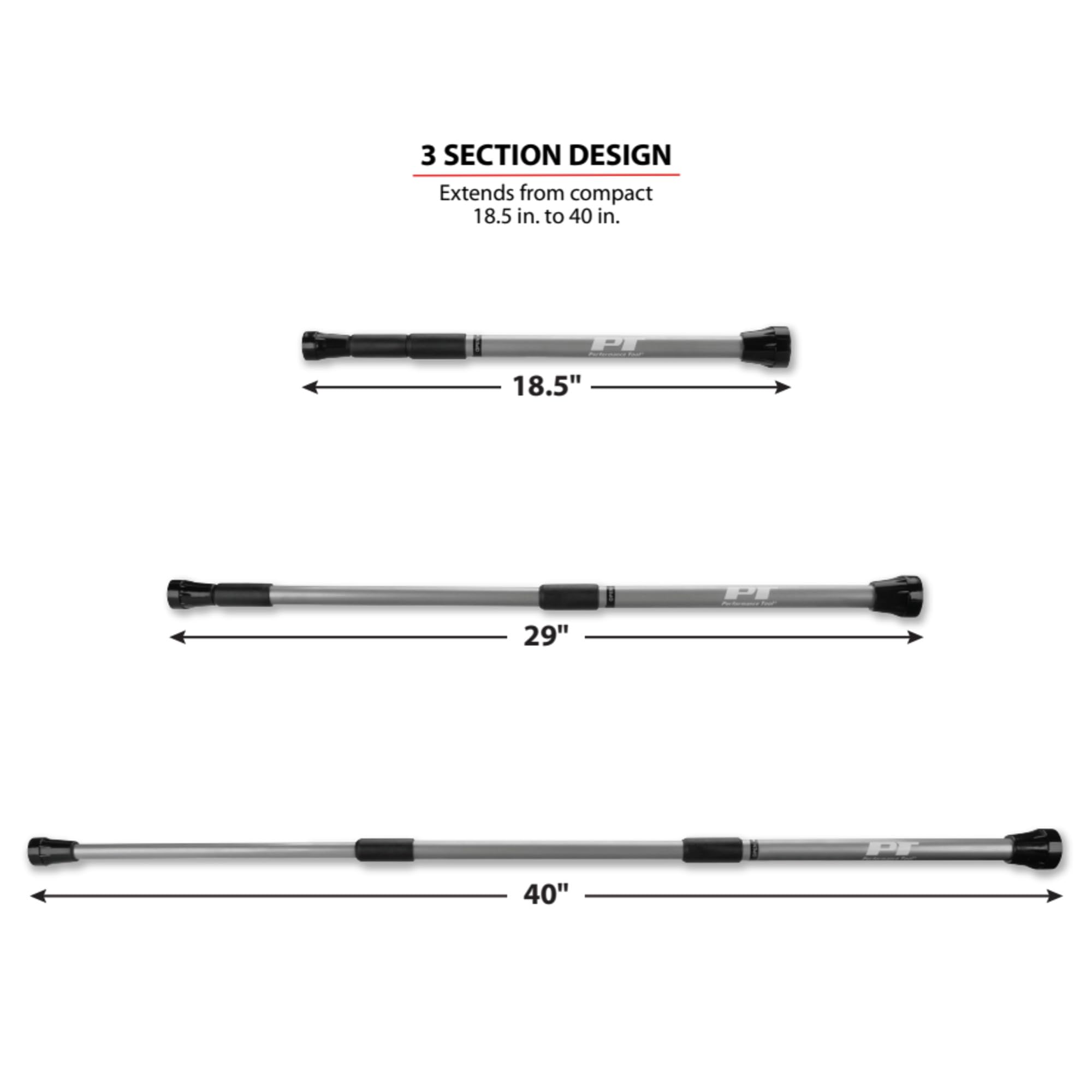 Performance Tool collapsed under 24 inches for compact storage, convenient for toolboxes
